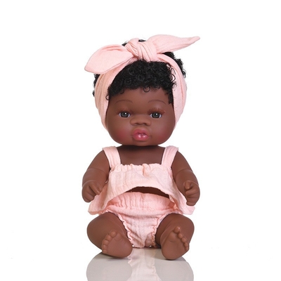 Dolly di gomma africana rinata da 14 pollici e 33 centimetri con giubbotti e fasce da testa per ragazze