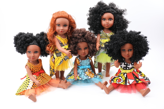 Disegno personalizzato bambole in vinile da 35 cm bambole nera africana per bambini