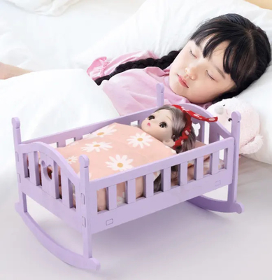 Casa delle bambole in legno Letto Culla per bambini 6 pollici Bambole accessori per bambole per bambini