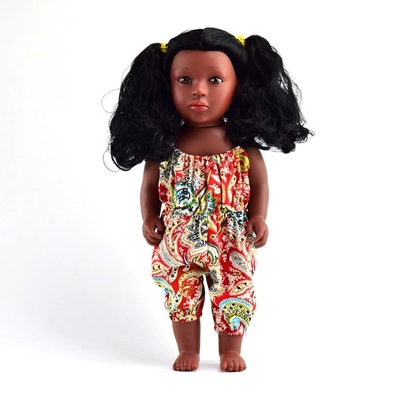Dolce lavaggio a mano 35 cm Bambole in vinile di silicone per bambini Bambole nera africana