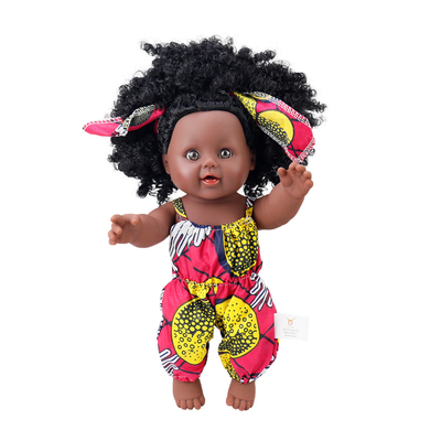 Dolce lavaggio a mano 35 cm Bambole in vinile di silicone per bambini Bambole nera africana