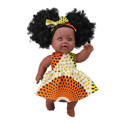 Dolce lavaggio a mano 35 cm Bambole in vinile di silicone per bambini Bambole nera africana
