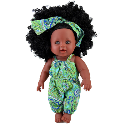 Dolce lavaggio a mano 35 cm Bambole in vinile di silicone per bambini Bambole nera africana